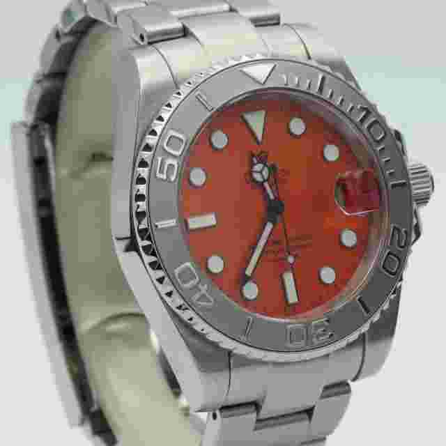 Cadisen Neptune Men Watch 40mm Steel Orange Beautiful Condition Papers