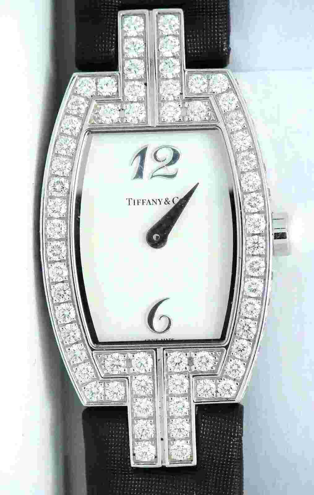 TIFFANY & CO DIAMOND & 18K WHITE GOLD WATCH