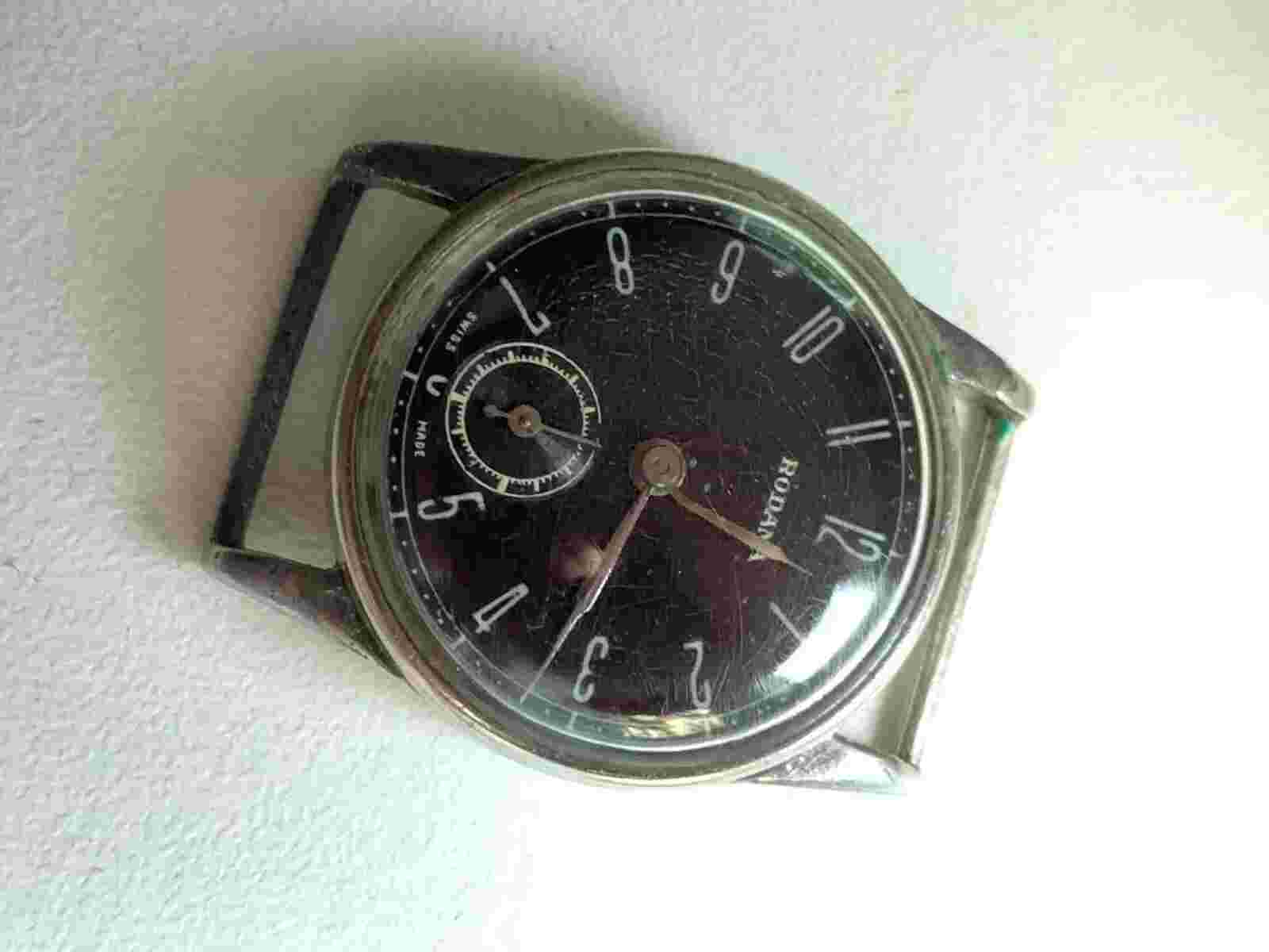 1940s RODANA Swiss Made Manual Wind Watch Bauhaus Black Dial Small Second 32MM