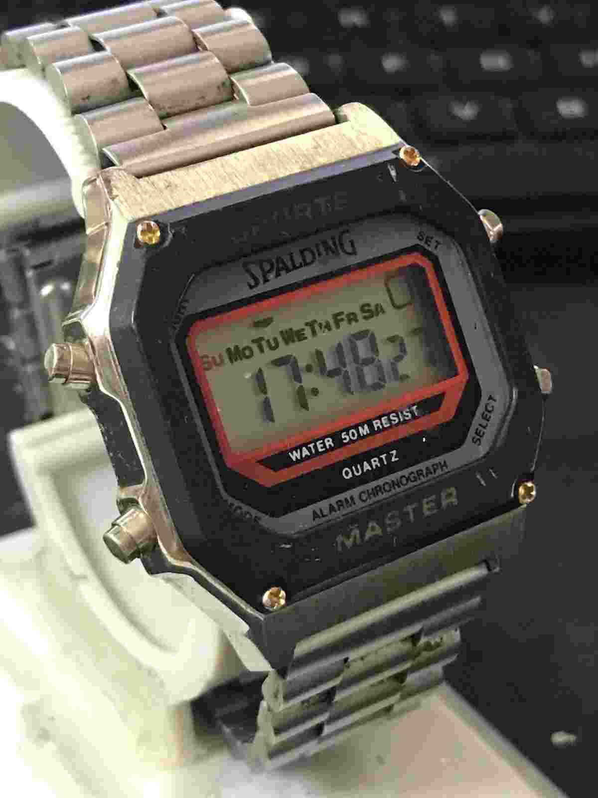 Vintage Spalding 38MM Alarm Chronograph Men's Quartz Watch, New Battery (#1812)