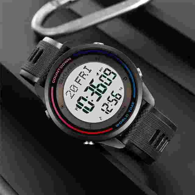 SKMEI Digital Watch Men LED Electronic Wristwatch Military Green Boy Sport Watch