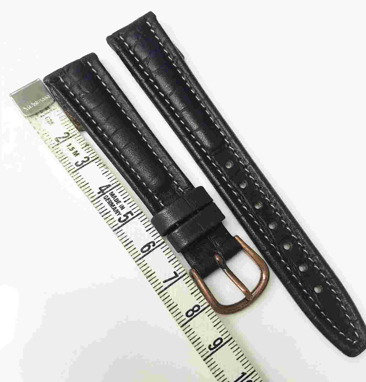 Hirsch Brand New 16mm Original Black Genuine Leather BABYCROCORAIN Watch Band