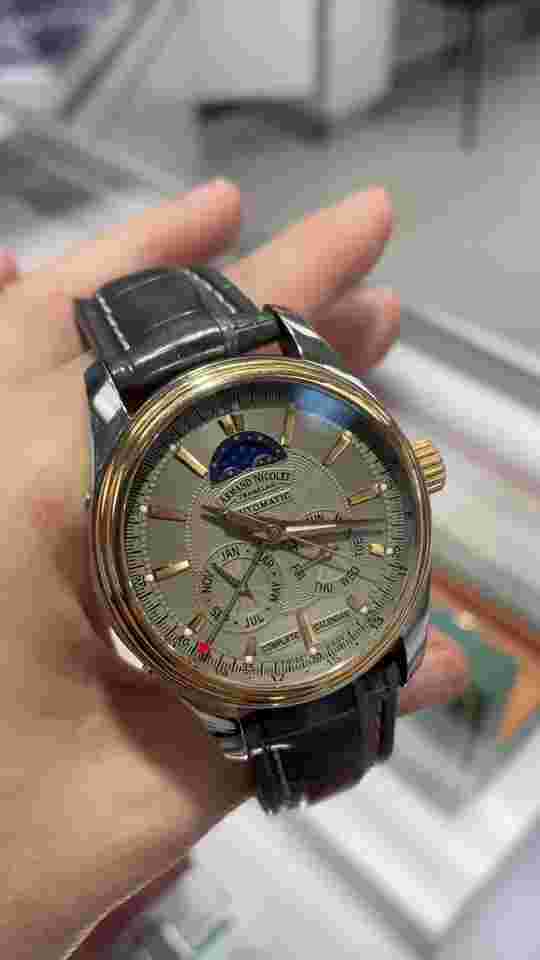Armand Nicolet M02 Complete Calendar 43mm Steel and Rose Gold Grey Dial 8642B-GR