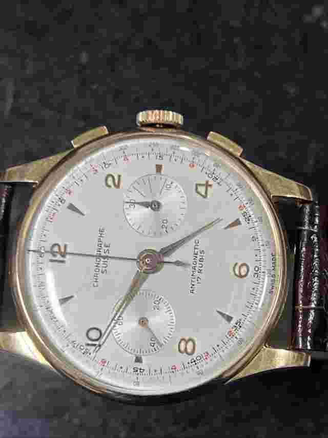 chronograph suisse 18k Rose Gold Hand Winding Watch