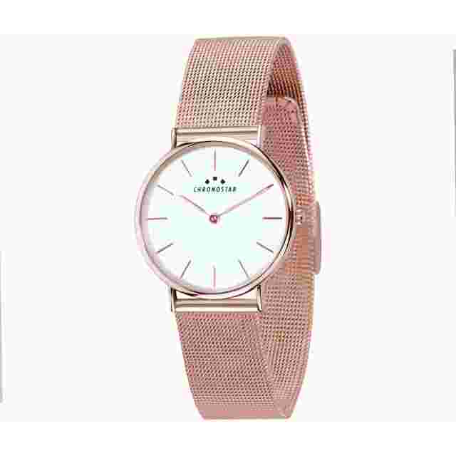 Womens Wristwatch CHRONOSTAR PREPPY R3753252502 Steel Mesh Gold Rose White
