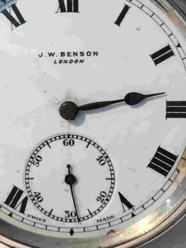 VINTAGE / ANTIQUE J.W.BENSON SILVER CASED POCKET WATCH , WORKING