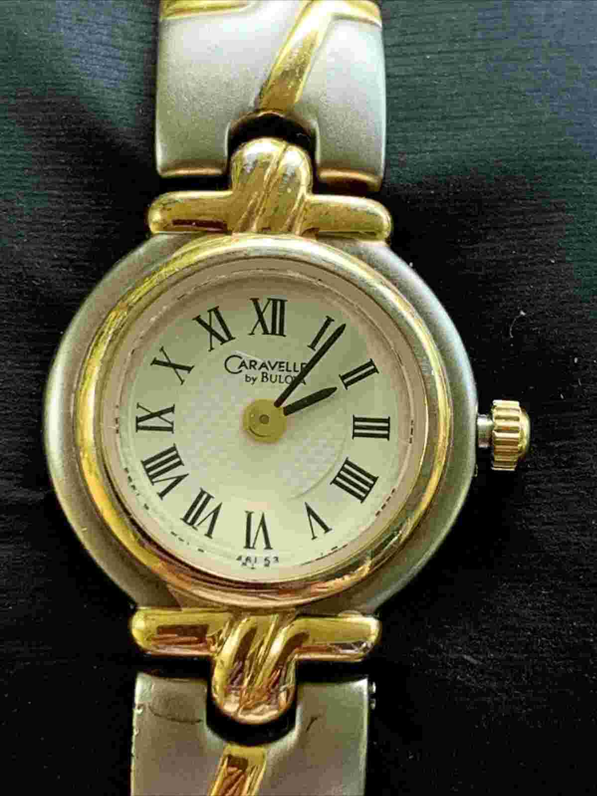 LADIES' CARAVELLE BY BULOVA WATCH QUARTZ TWO TONE BAND  6.75” New Battery