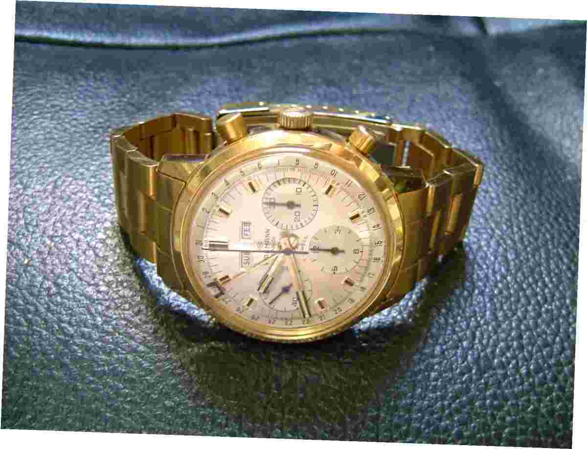 Wakmann Retro Vintage Chronograph Calendar GOLD Mechanical Manual Winding
