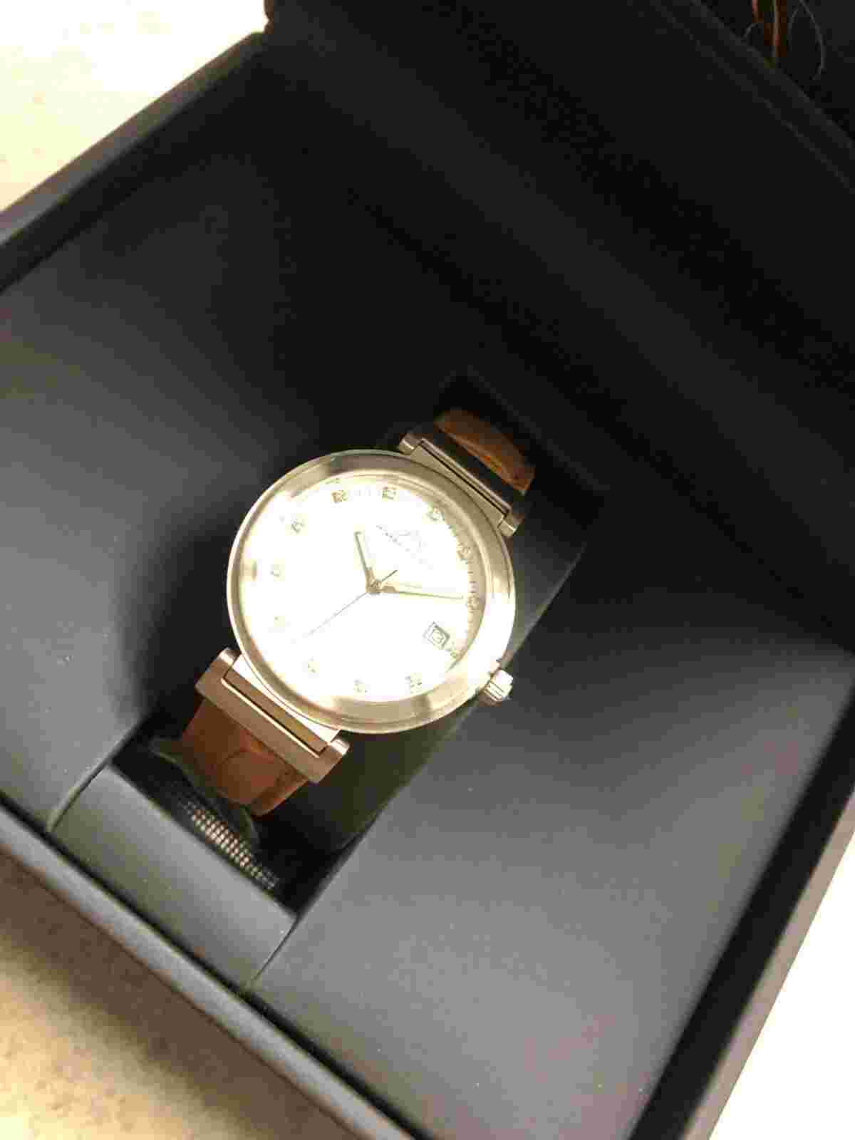 Porsamo Bleu Dahlia Leather Strap Watch, 34 mm. Silver Cognac, one size