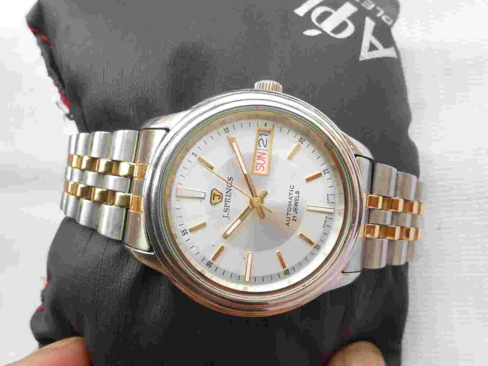 RARE Vintage SS J Springs Two-Tone Men's Automatic Wristwatch