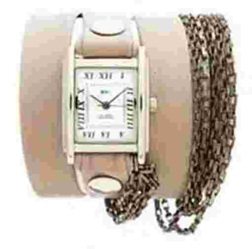 La Mer Gunmetal Waterfall Nude Leather Multichain Wrap
