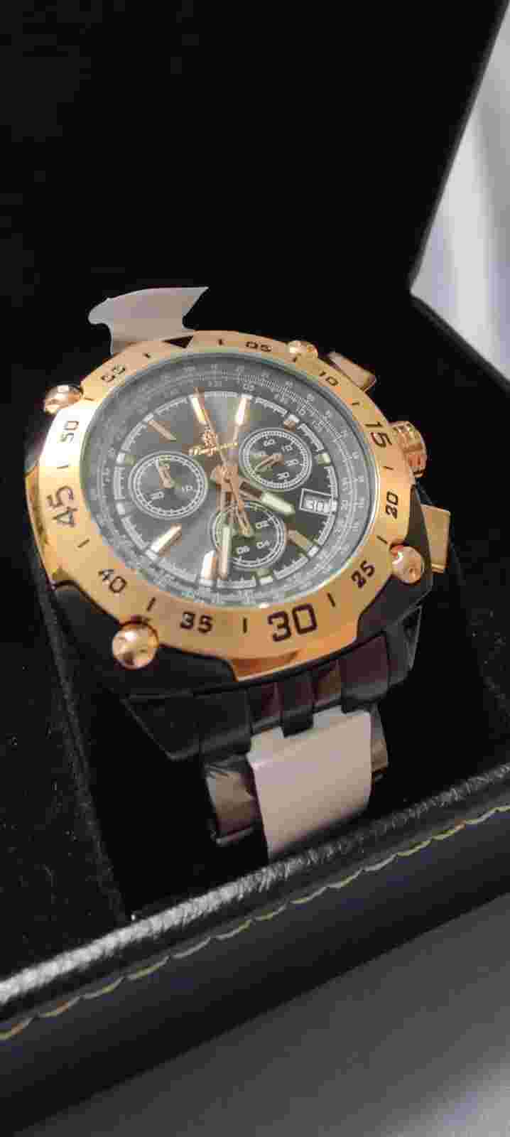 NEW Burgmeister BM326-622B Men's Wien Chronograph Rose Gold Accented Black Watch