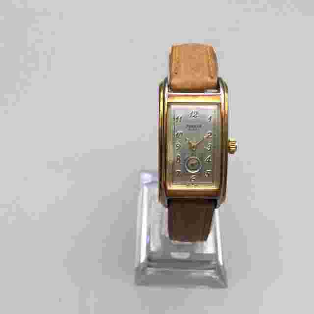 VtgParker Curvex Watch Unisex 19mm Silver Gold Tone Leather Band New Battery
