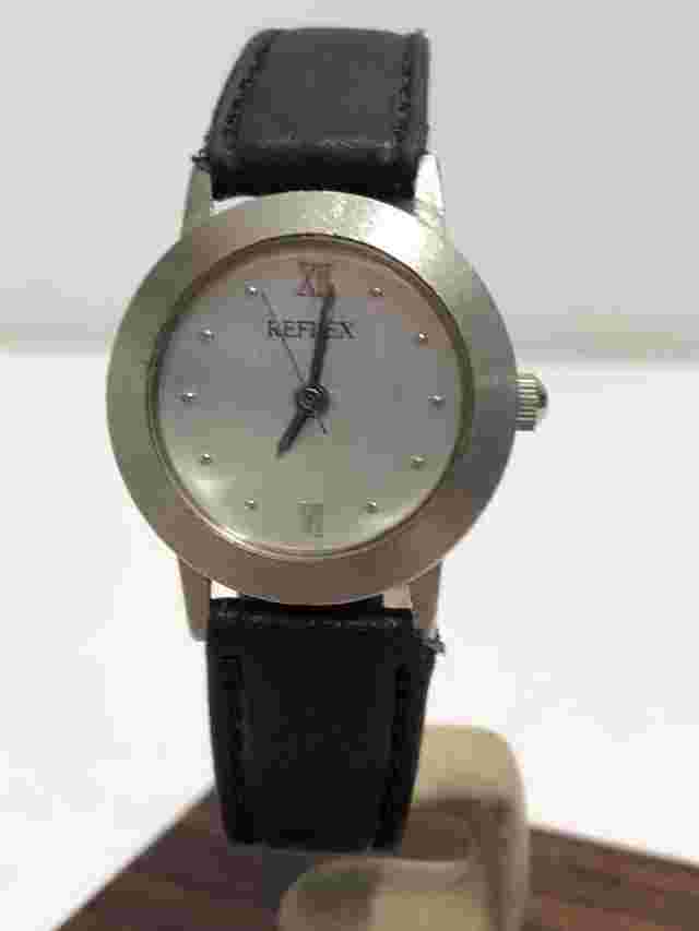 Reflex Ladies Quartz Watch With New Black Leather Strap