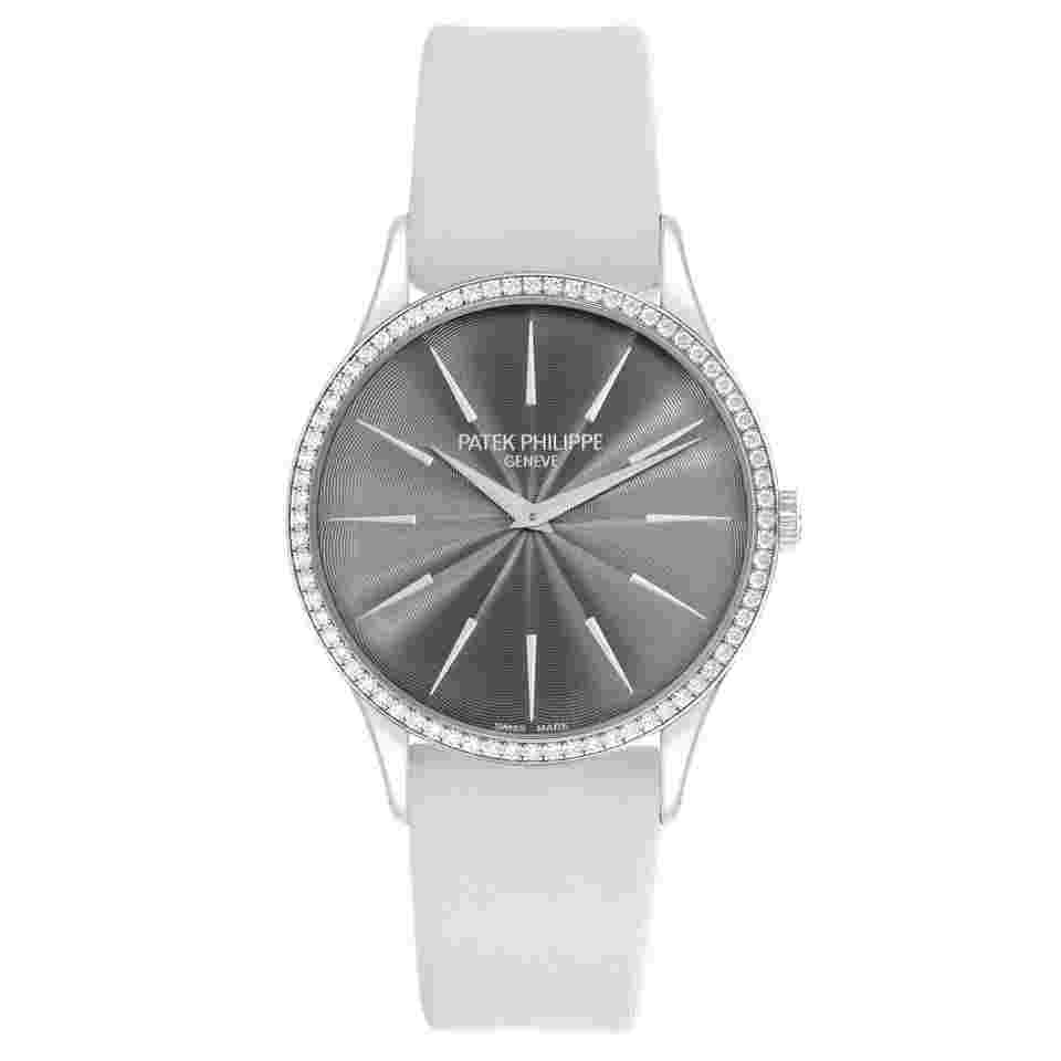 Patek Philippe Calatrava White Gold Gray Dial Diamond Ladies Watch 4897G