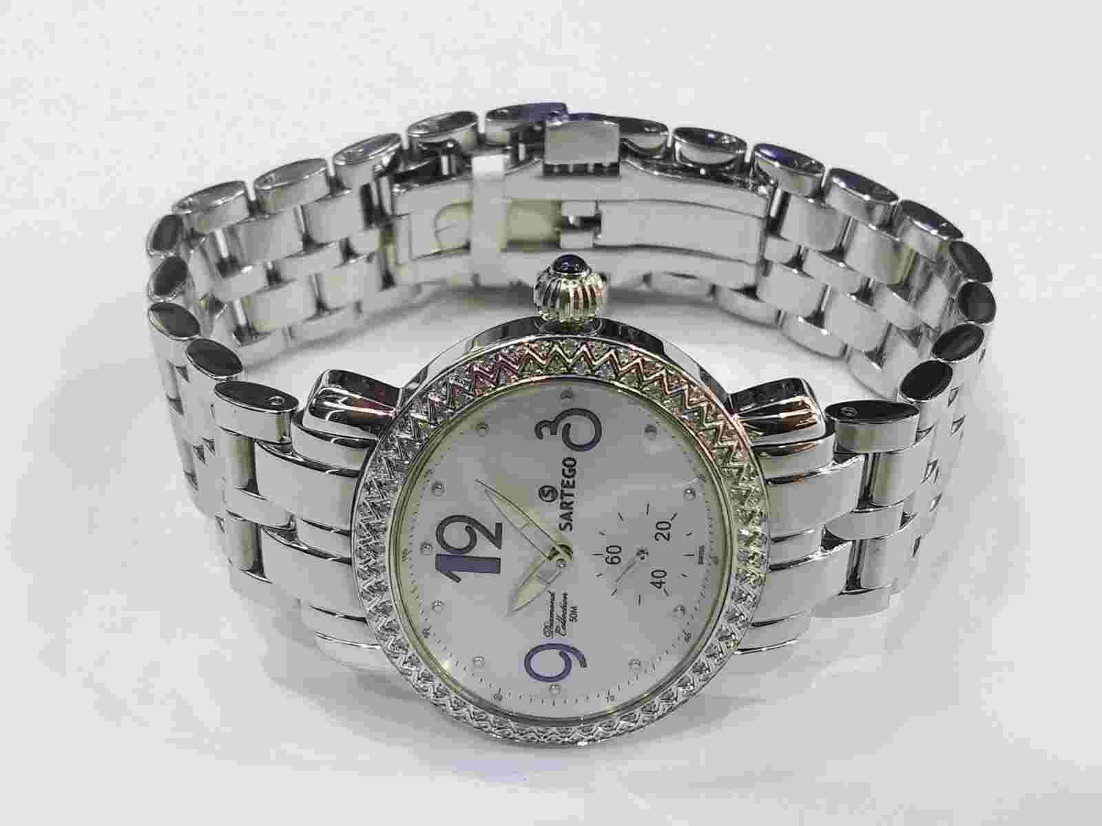 SARTEGO Women's Diamond Collection White Dial Swiss Quartz Watch SDWT060S