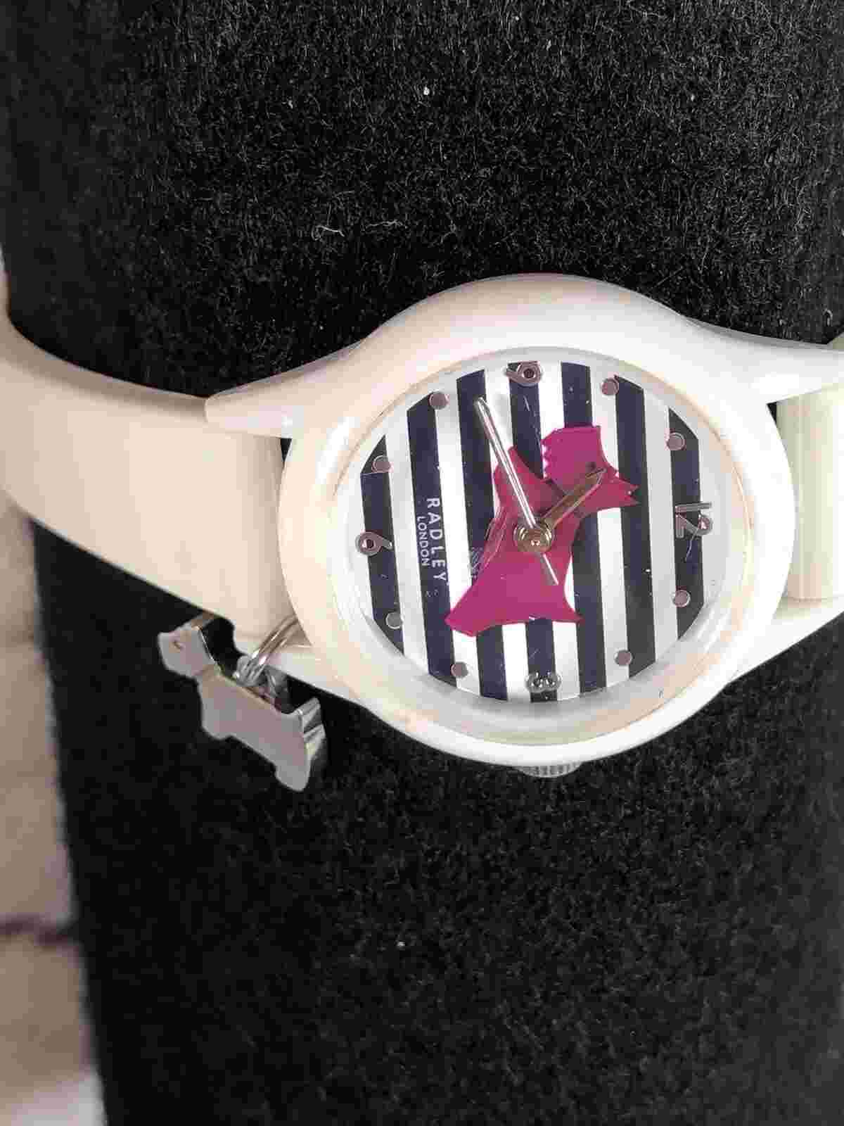 Radley Watch white blue silver plastic strap new battery fitted
