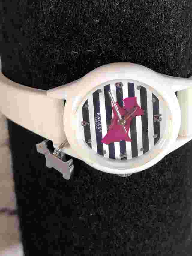 Radley Watch white blue silver plastic strap new battery fitted