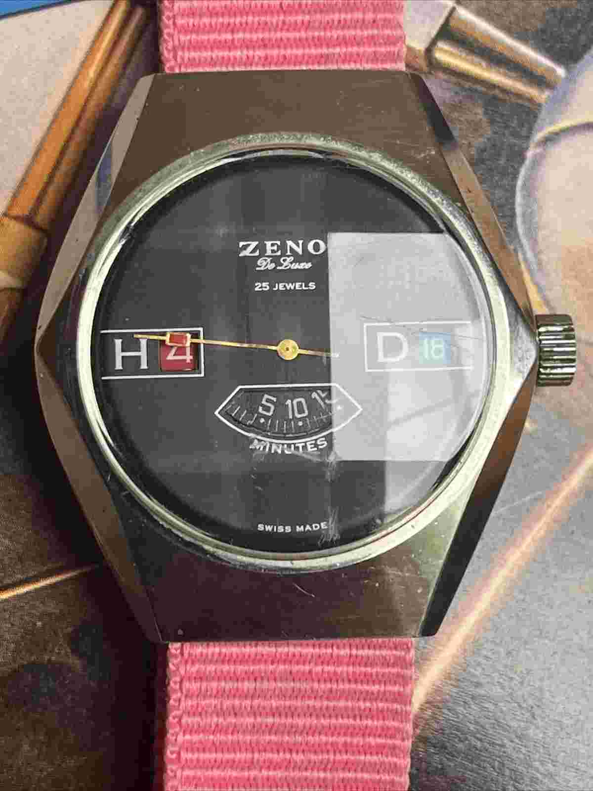 Zeno Deluxe Thermometer Jump Hour 384 203 Men’s Vintage Watch