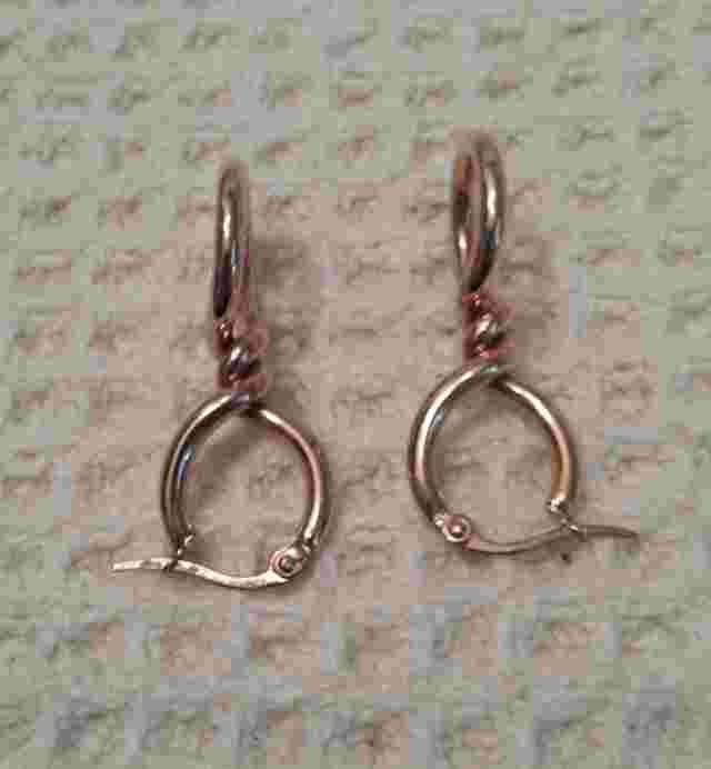 Steel by Design Stainless Steel Rosetone Figure 8 Twist Earrings, 1.5" L, .5" W