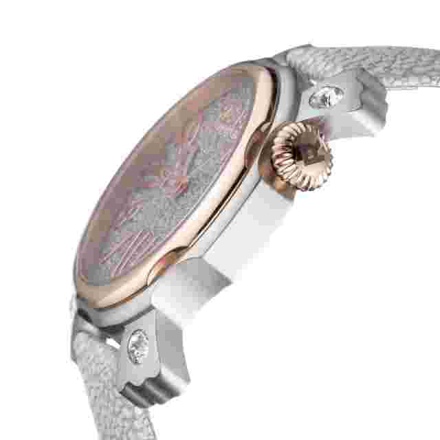 Rebel Women's RB104-5011 Coney Island Rose-Gold IP Smoke Leather Wristwatch