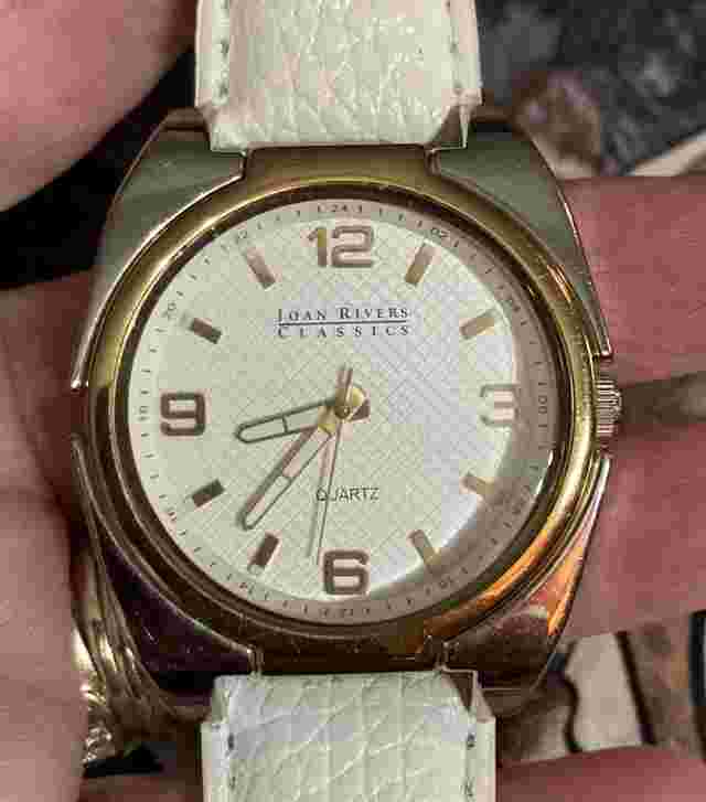 JOAN RIVERS V377 Classic Collection QUARTZ WATCH 2Tone Ivory Band 8” 40mm RUNS!