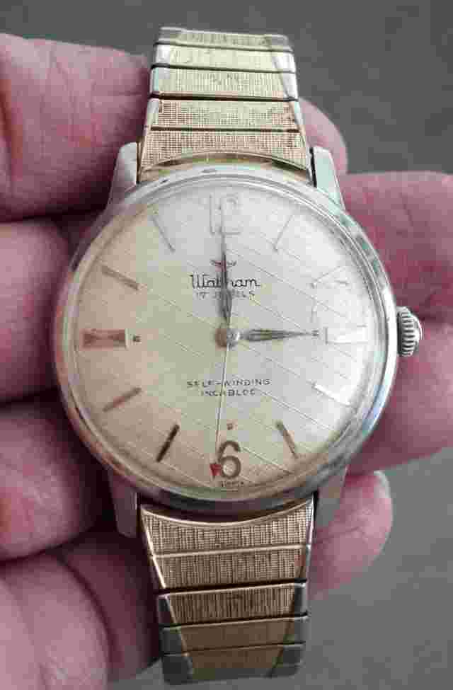 Vtg WALTHAM AUTOMATIC Men's WATCH Incabloc Self-Winding 17J Textured Dial Works