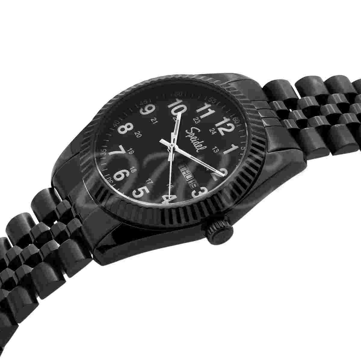 Speidel black stainless steel Black Dial Japan Quartz Mens Watch