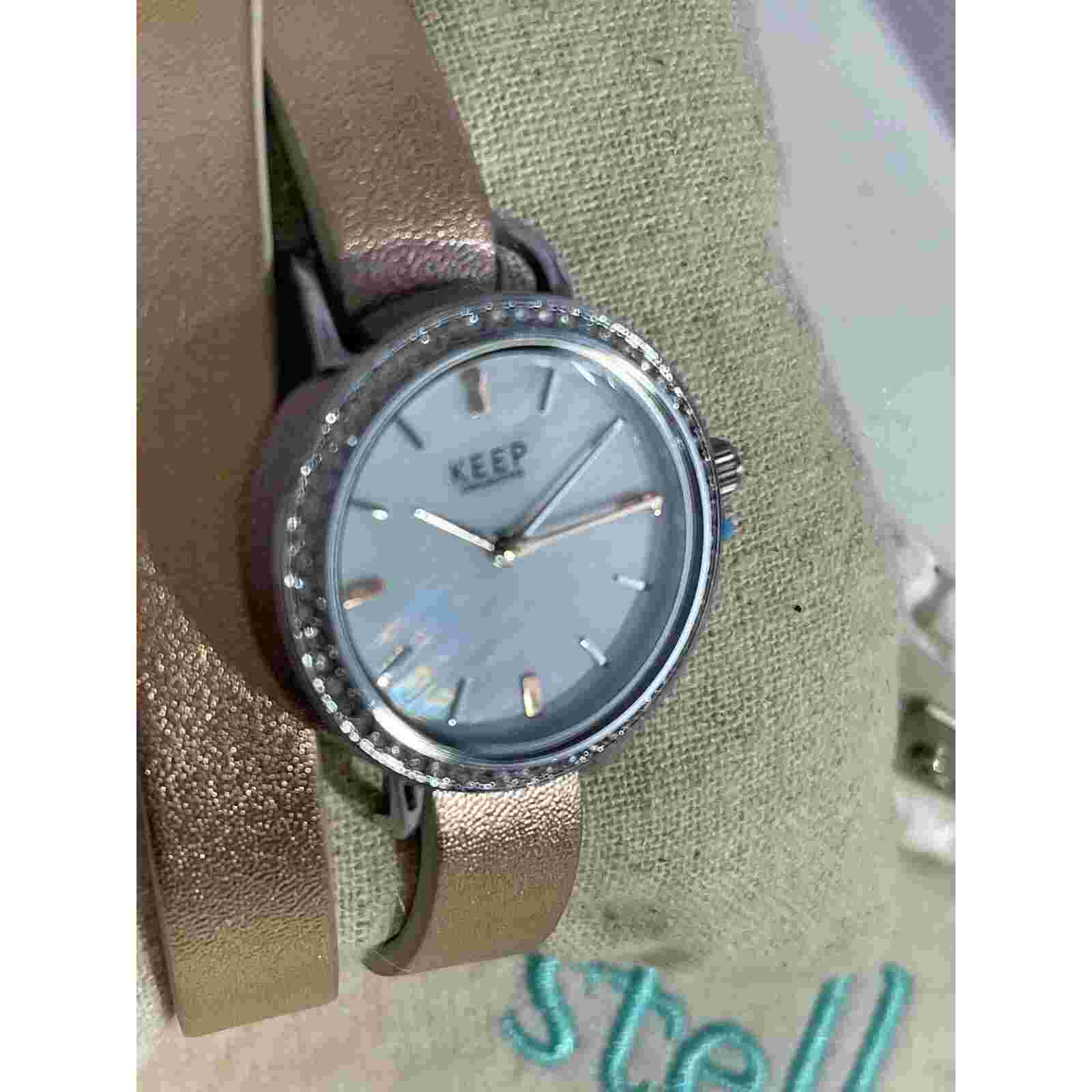 Stella & Dot Keep Collective Line Round Watch Pave Quartz Like Face & Band