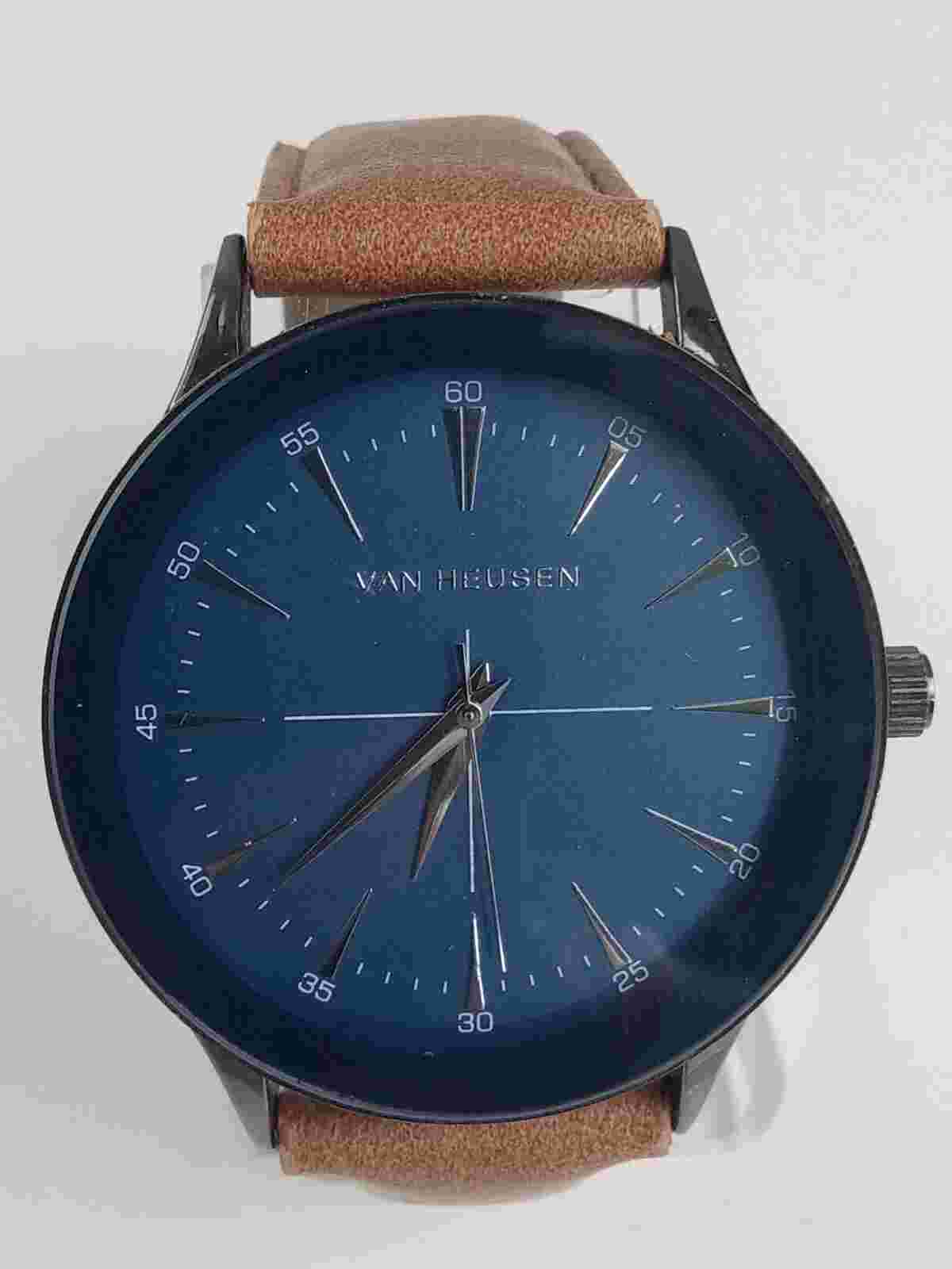 Van Heusen Quartz Watch # Van2073bu Blue Dial Black Trim