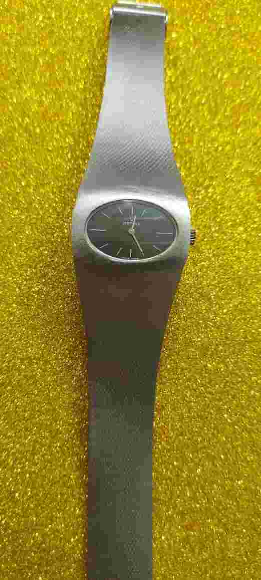 Vintage Orfina Womens Watch Hand Winding Black Dial Crystal Glass Swiss Made