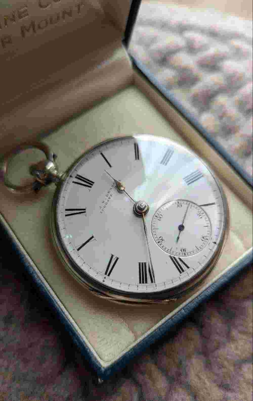 J.W.Benson 1874 15 Jewels Silver Pocket Watch Accessories: Key W/Box F/S Japan