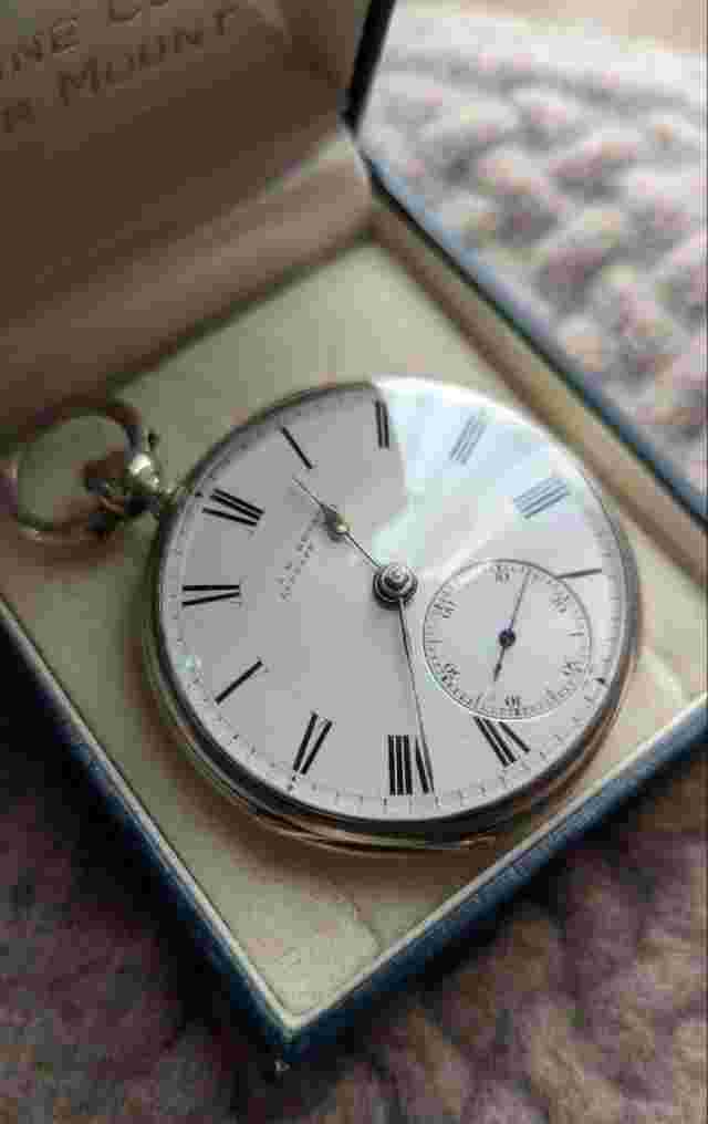 J.W.Benson 1874 15 Jewels Silver Pocket Watch Accessories: Key W/Box F/S Japan