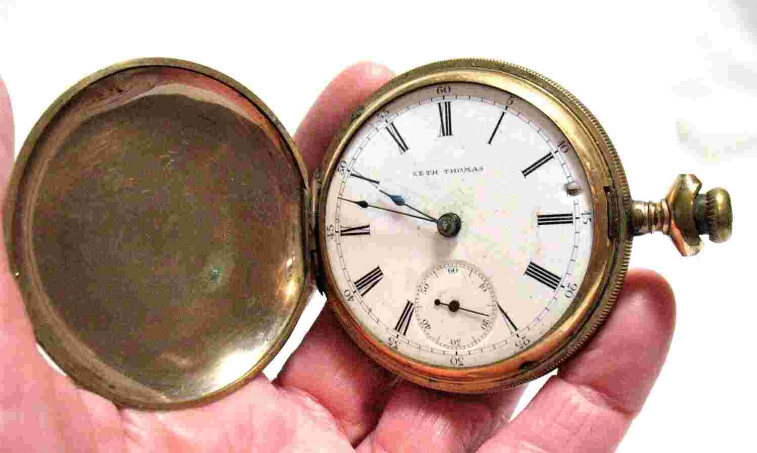 SETH THOMAS POCKET WATCH 1902 FOR PARTS REPAIR 2 INCHES