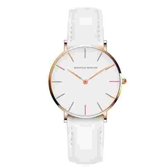 Classic Minimalistic White Leather Quartz Wrist Watch