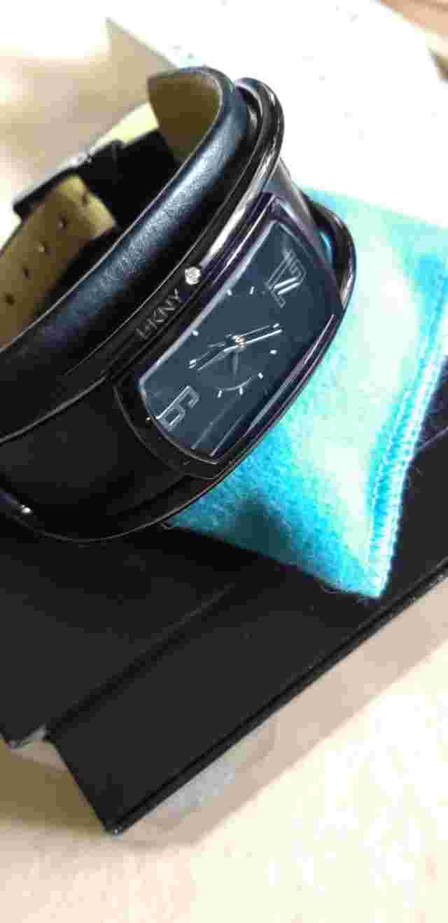 DKNY/Women Karan NY Watch/Leather/Black/Stiff/Authentic/Unisex/No.3892.