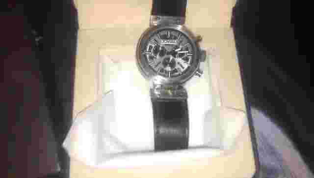 JOVIAL 9100G-PW Men's Chronograph Leather Strap Watch, 45mm, color Silver 💛💙