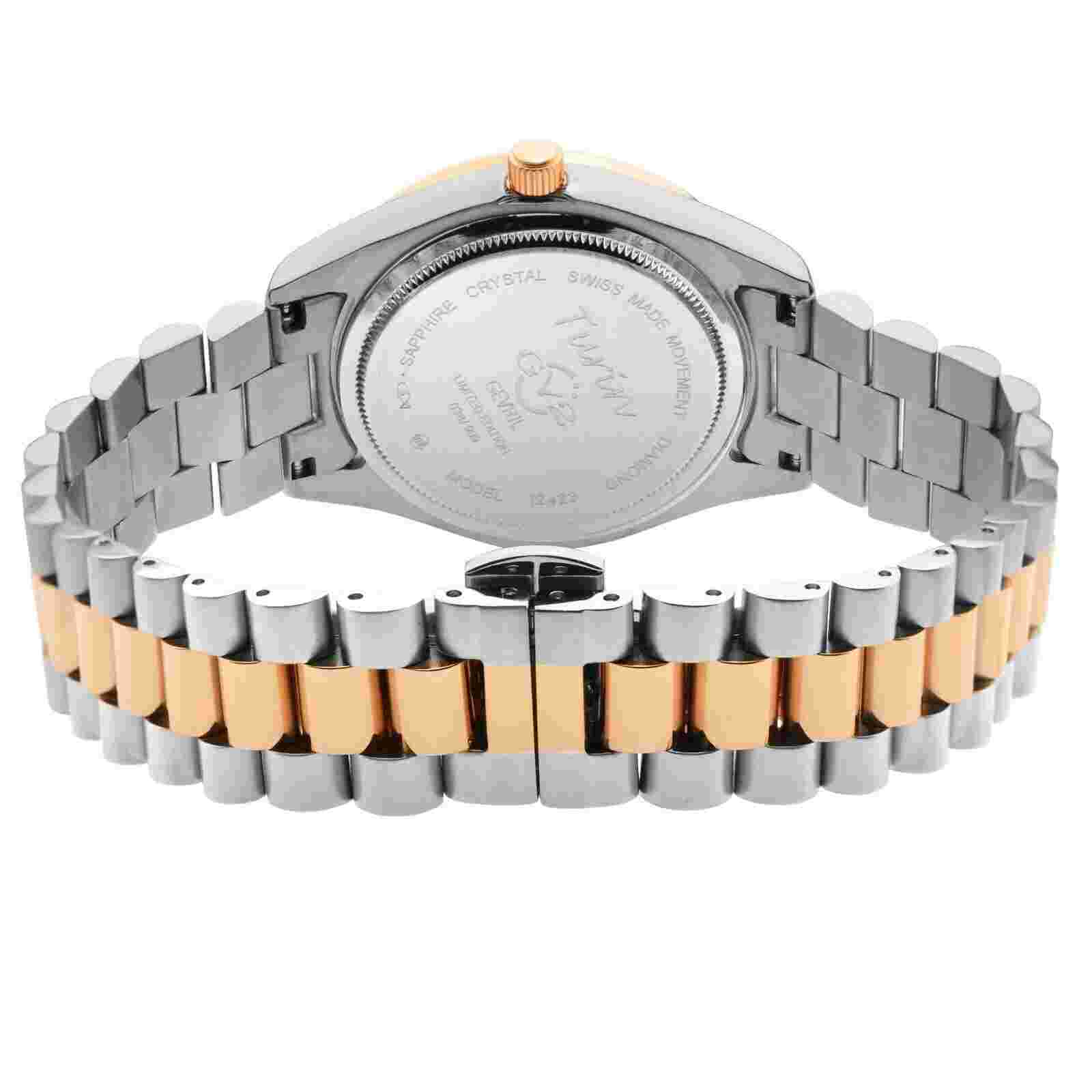 NEW GV2 Women's Turin Swiss Diamond Watch, Stainless Bracelet Deployment Buckle