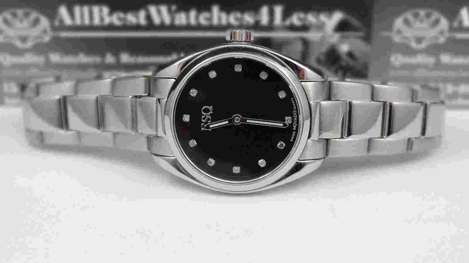 ESQ by Movado 07101355 Swiss Black Dial Diamond Women's Watch $395 - GREAT GIFT