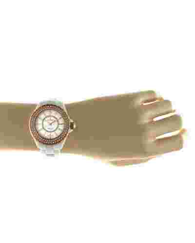 Peugeot PS4880WRG Rose Gold Swarovski White Ceramic Swiss Women's Watch