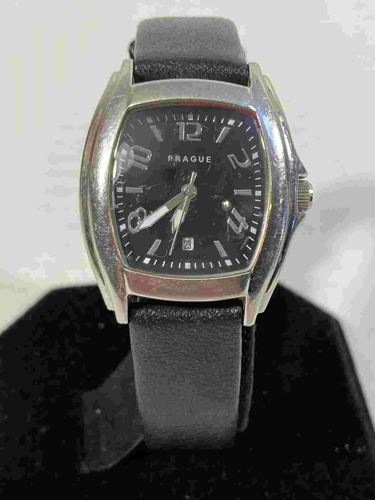 Ladies Prague Watch Quartz Tested & Working / Date - New Battery Black Dial