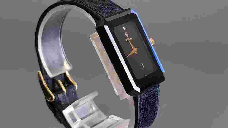 [N Mint] H.STERN 18k Diamond & Sapphire Quartz Men's Watch Cut Glasses w/box