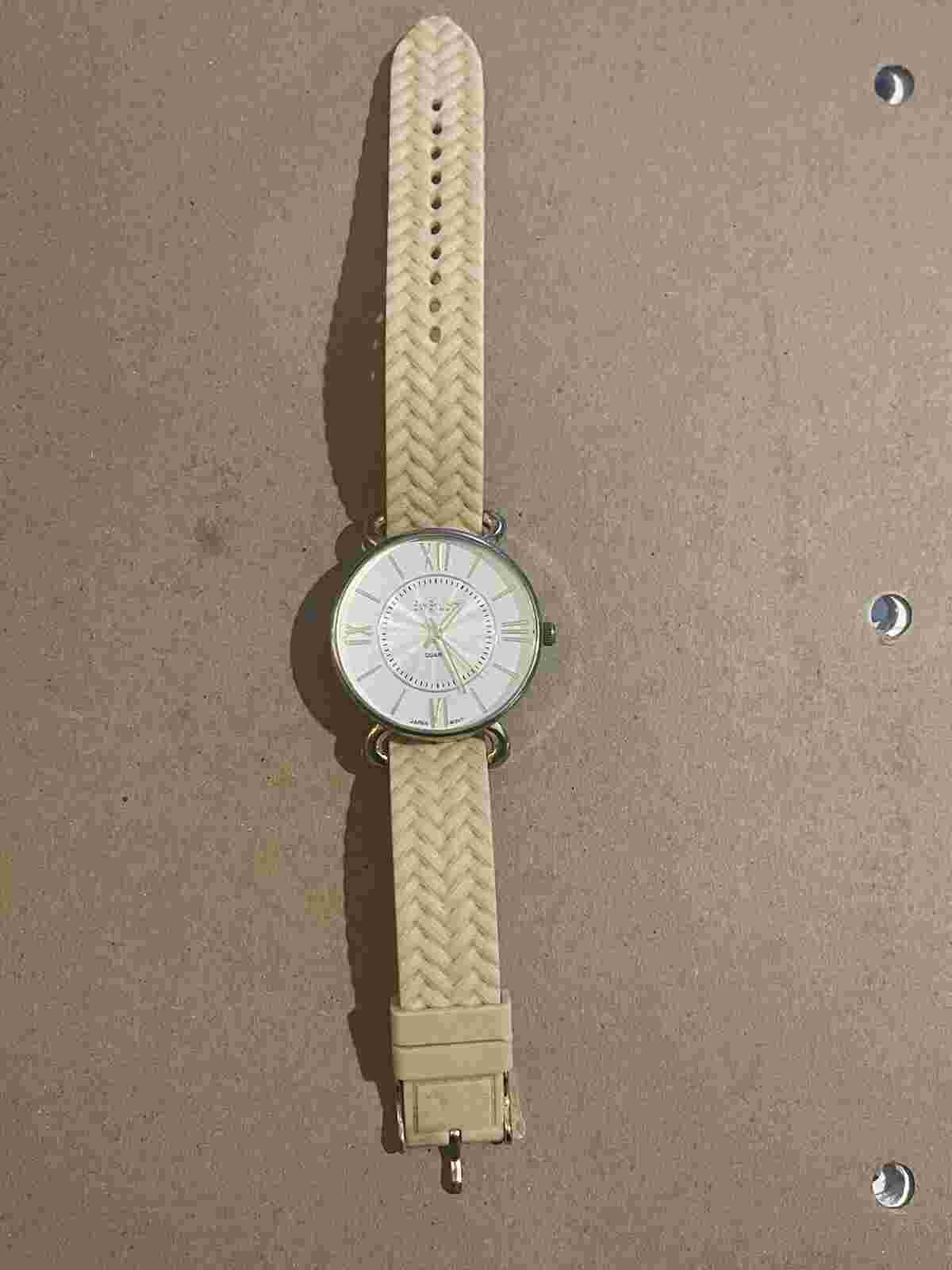 Bay Studio Gold Tone Tan Band Ladies Wrist Watch