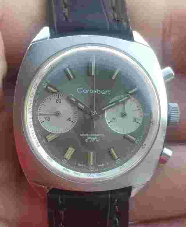 Vintage men's Cortebert hand-winding chronograph watch Valjoux 7733