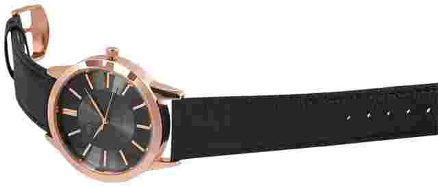 Excellanc Men's Watch Wristwatch Leather Strap Leather Black Watch