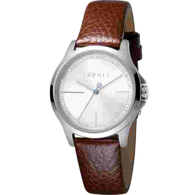Esprit Ladies Silver Watch Beautiful Brown Strap RRP £109