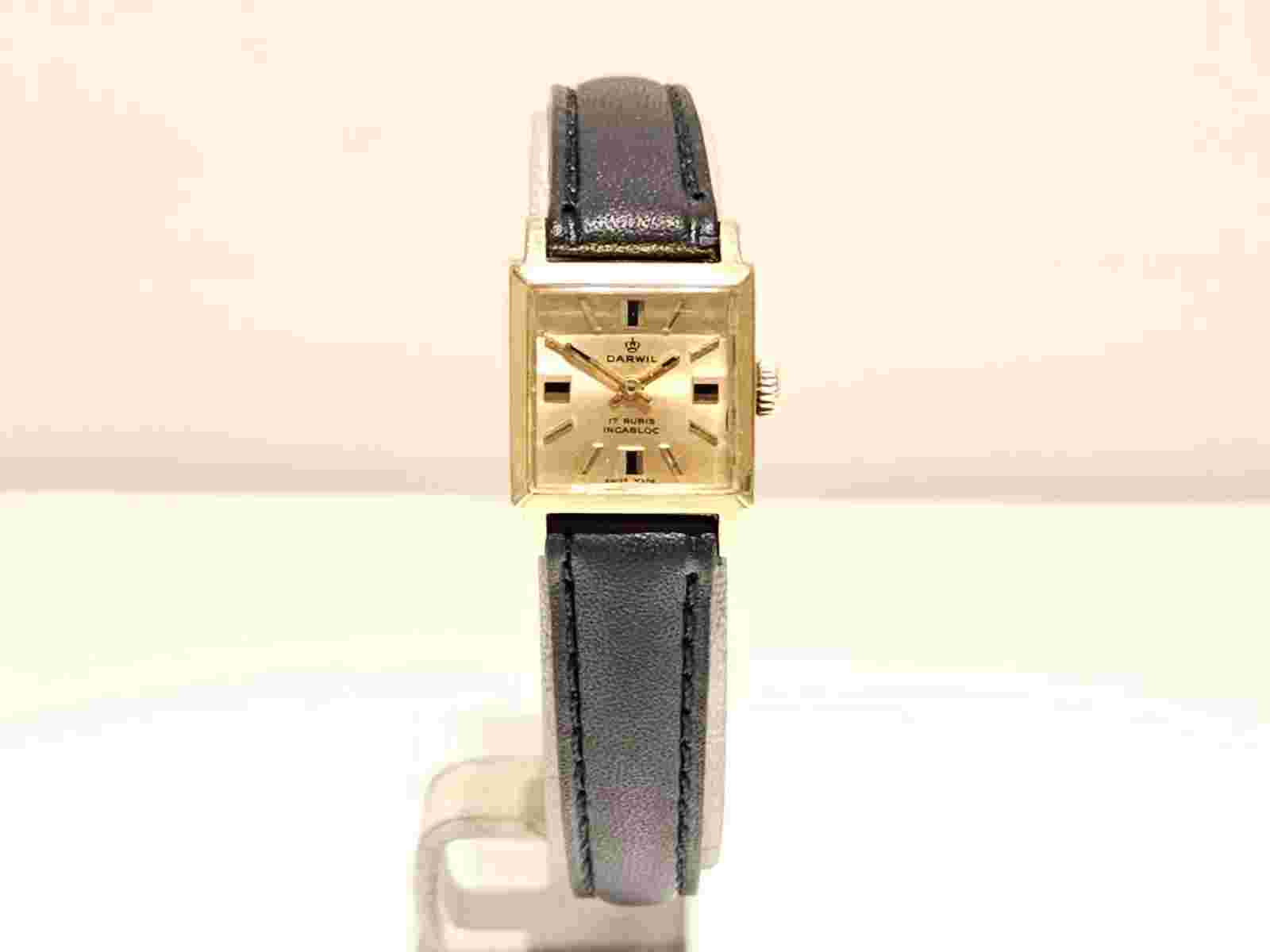 VINTAGE SQUARE SMALL 18mm LUXURY ELEGANT  SWISS MECHANICAL LADIES WATCH "DARWIL"