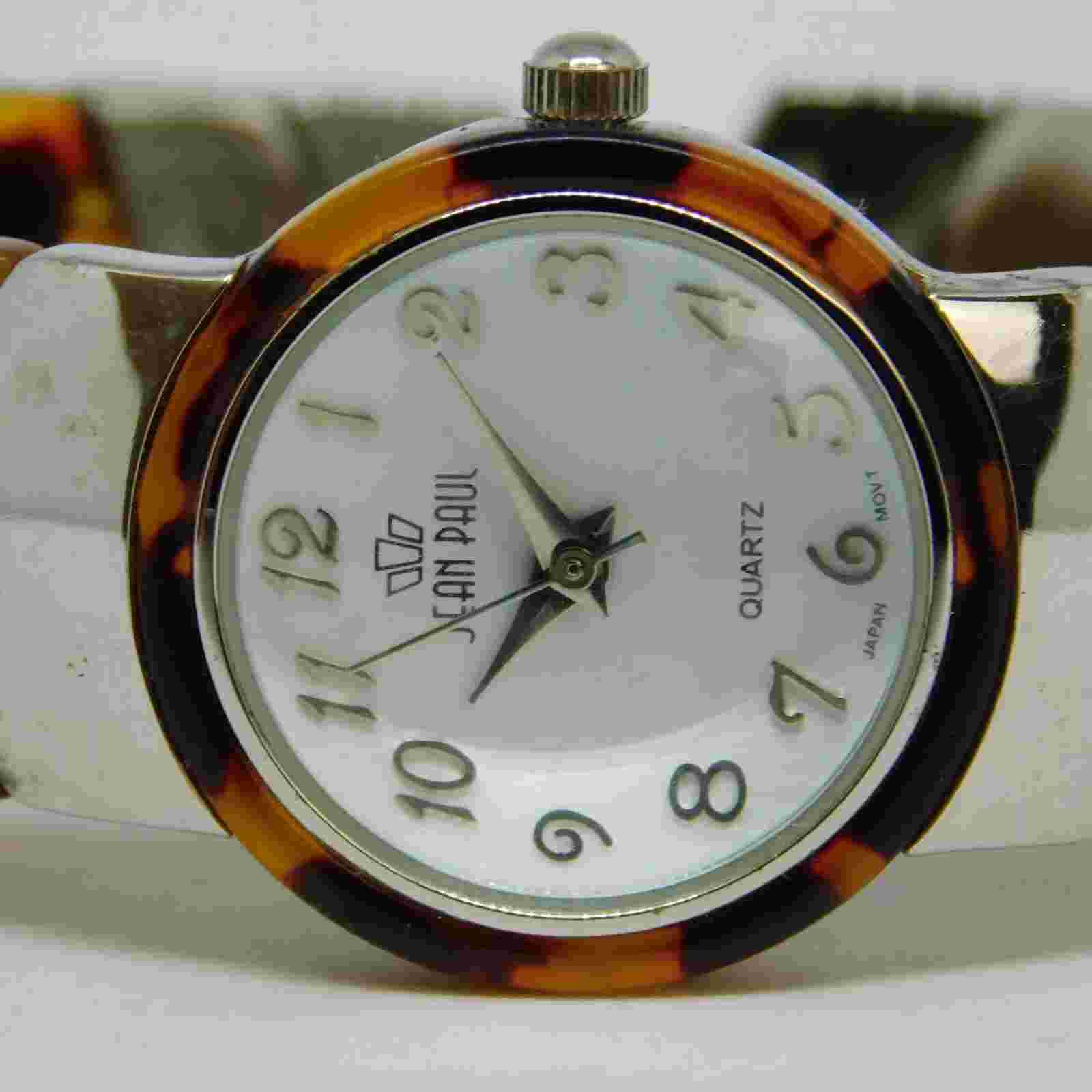 Jean Paul Amber and Silver Tone Quartz Analog Women's Watch Sz. 6" New Battery