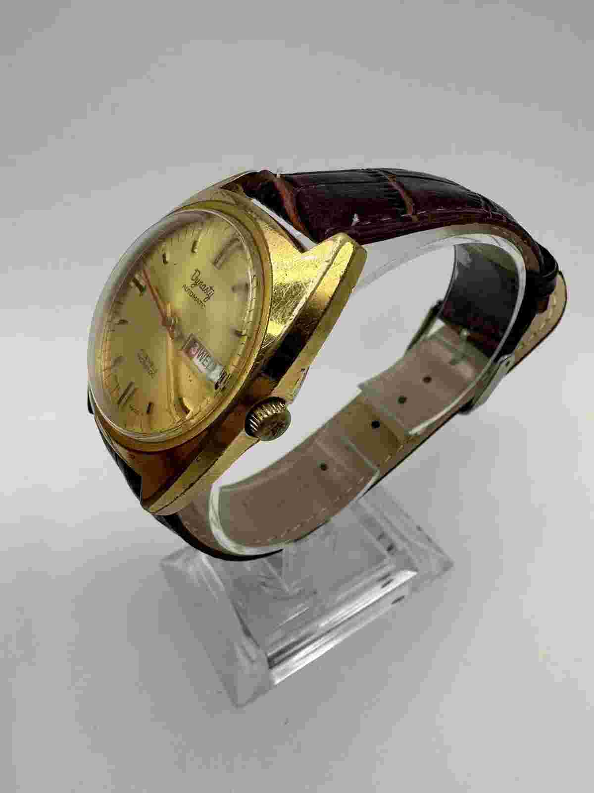 Dynasty Automatic As 5206 Men’s Vintage Gold Watch 37mm Day Date 17 Jewels