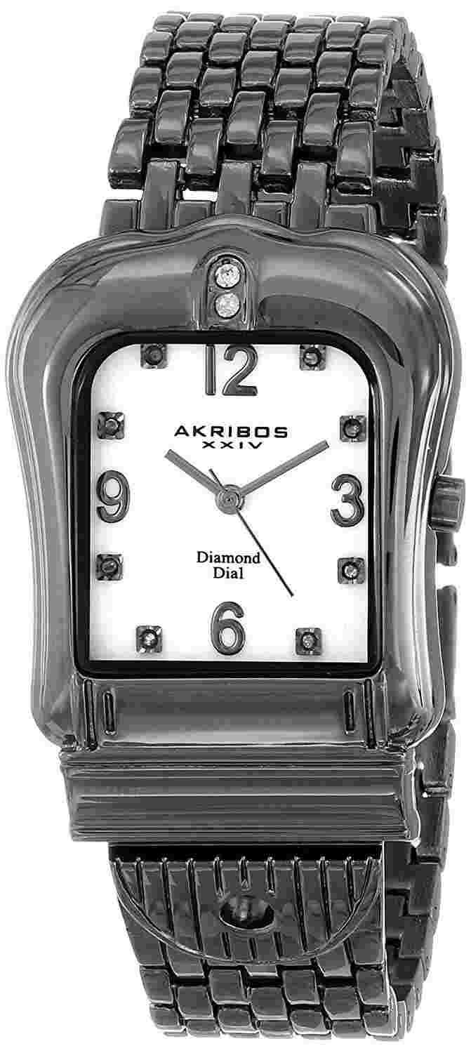 Akribos Women's AK528BK 'XXIV' Crystal Black Black stainless steel Watch